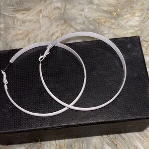White Hoop Earrings